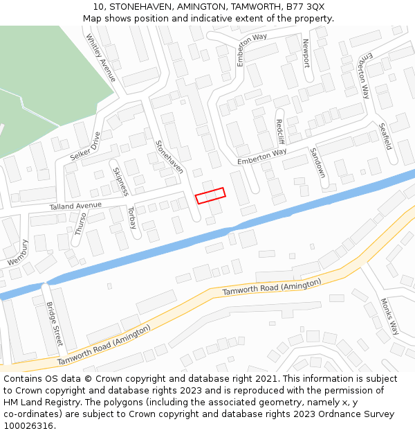 10, STONEHAVEN, AMINGTON, TAMWORTH, B77 3QX: Location map and indicative extent of plot