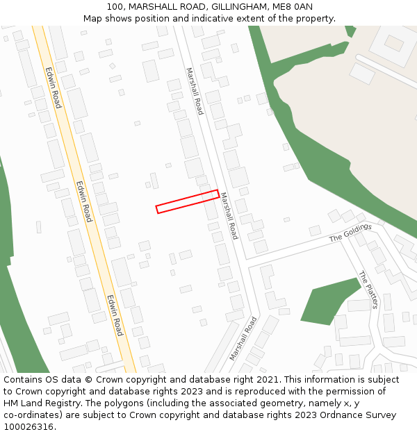 100, MARSHALL ROAD, GILLINGHAM, ME8 0AN: Location map and indicative extent of plot