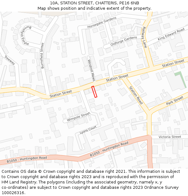 10A, STATION STREET, CHATTERIS, PE16 6NB: Location map and indicative extent of plot