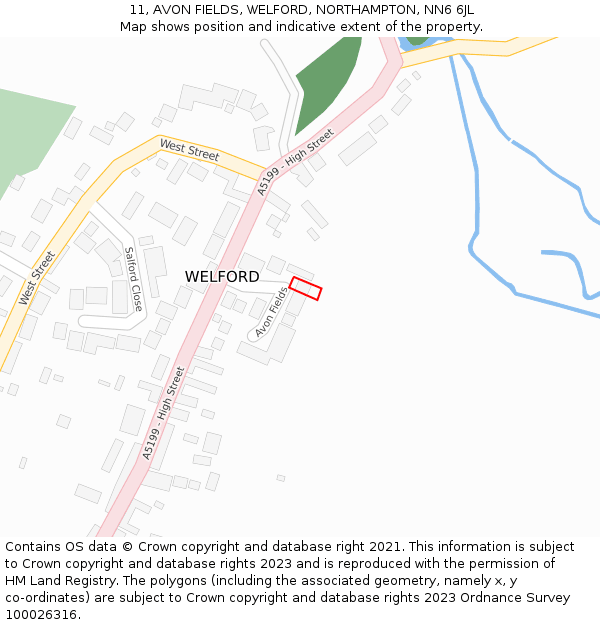 11, AVON FIELDS, WELFORD, NORTHAMPTON, NN6 6JL: Location map and indicative extent of plot