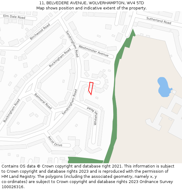 11, BELVEDERE AVENUE, WOLVERHAMPTON, WV4 5TD: Location map and indicative extent of plot