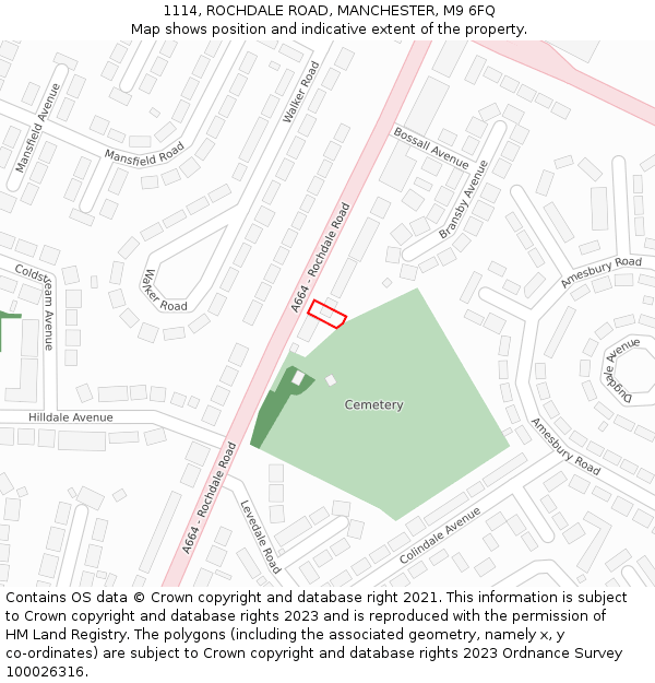 1114, ROCHDALE ROAD, MANCHESTER, M9 6FQ: Location map and indicative extent of plot
