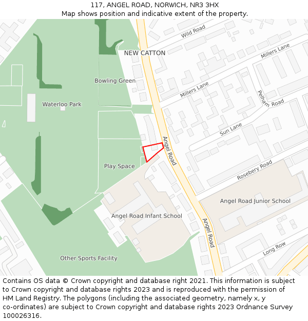 117, ANGEL ROAD, NORWICH, NR3 3HX: Location map and indicative extent of plot