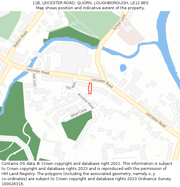11B, LEICESTER ROAD, QUORN, LOUGHBOROUGH, LE12 8ES: Location map and indicative extent of plot