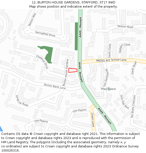 12, BURTON HOUSE GARDENS, STAFFORD, ST17 9WD: Location map and indicative extent of plot