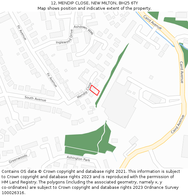 12, MENDIP CLOSE, NEW MILTON, BH25 6TY: Location map and indicative extent of plot