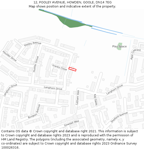 12, POOLEY AVENUE, HOWDEN, GOOLE, DN14 7EG: Location map and indicative extent of plot