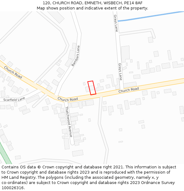 120, CHURCH ROAD, EMNETH, WISBECH, PE14 8AF: Location map and indicative extent of plot