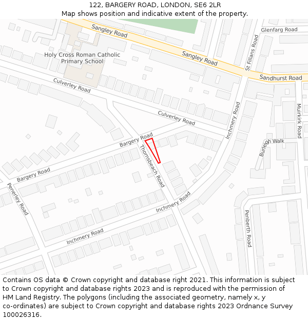122, BARGERY ROAD, LONDON, SE6 2LR: Location map and indicative extent of plot