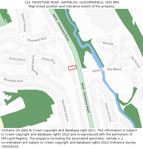 122, PENISTONE ROAD, WATERLOO, HUDDERSFIELD, HD5 8RN: Location map and indicative extent of plot