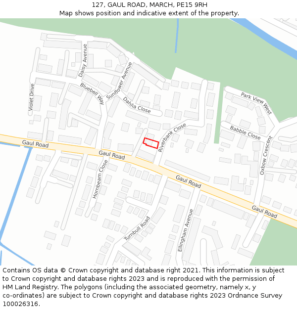 127, GAUL ROAD, MARCH, PE15 9RH: Location map and indicative extent of plot