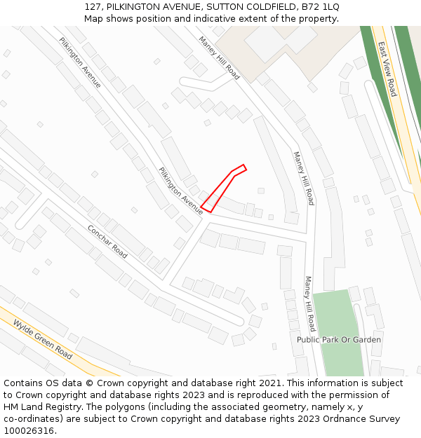127, PILKINGTON AVENUE, SUTTON COLDFIELD, B72 1LQ: Location map and indicative extent of plot