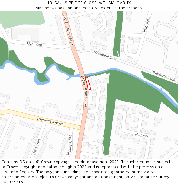 13, SAULS BRIDGE CLOSE, WITHAM, CM8 1XJ: Location map and indicative extent of plot