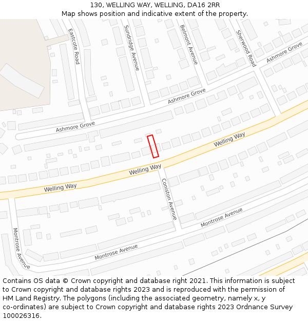 130, WELLING WAY, WELLING, DA16 2RR: Location map and indicative extent of plot