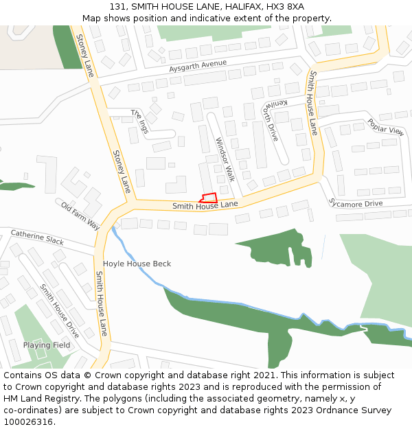 131, SMITH HOUSE LANE, HALIFAX, HX3 8XA: Location map and indicative extent of plot