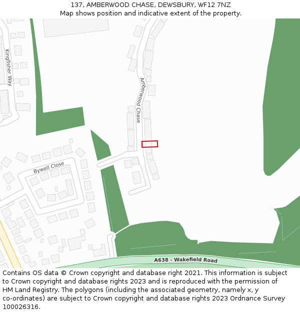 137, AMBERWOOD CHASE, DEWSBURY, WF12 7NZ: Location map and indicative extent of plot