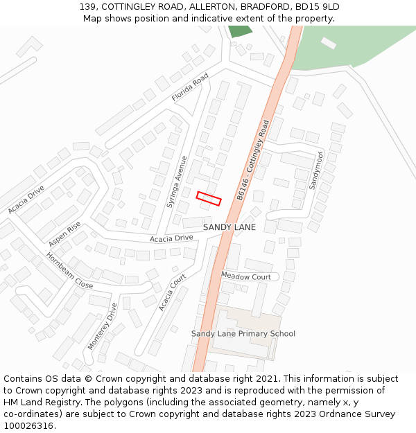 139, COTTINGLEY ROAD, ALLERTON, BRADFORD, BD15 9LD: Location map and indicative extent of plot