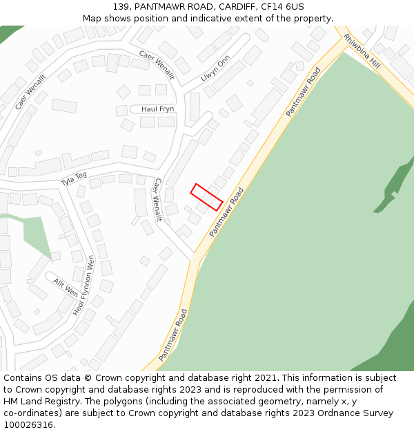 139, PANTMAWR ROAD, CARDIFF, CF14 6US: Location map and indicative extent of plot