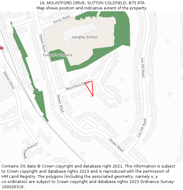 14, MOUNTFORD DRIVE, SUTTON COLDFIELD, B75 6TA: Location map and indicative extent of plot