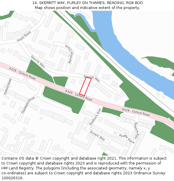 14, SKERRITT WAY, PURLEY ON THAMES, READING, RG8 8DD: Location map and indicative extent of plot
