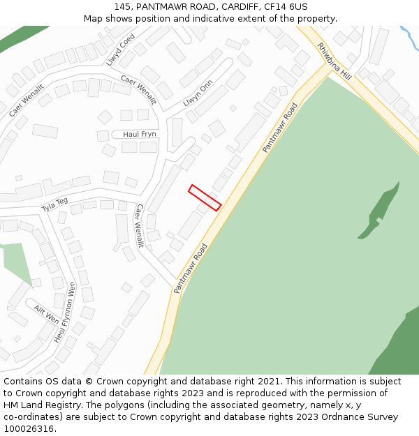 145, PANTMAWR ROAD, CARDIFF, CF14 6US: Location map and indicative extent of plot