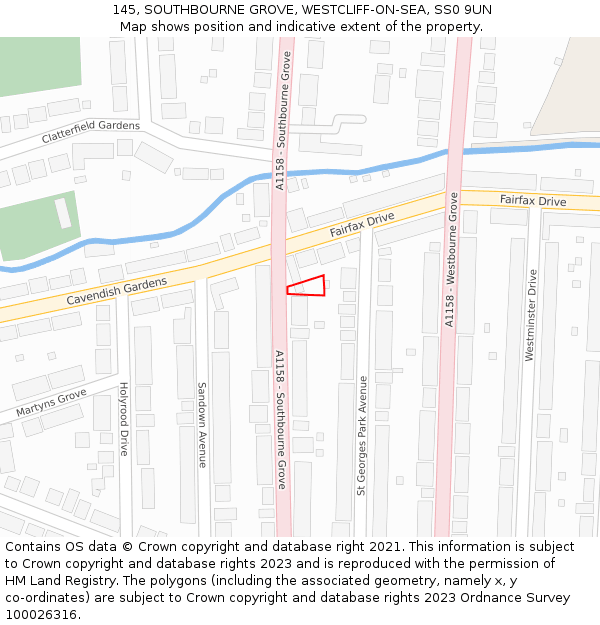 145, SOUTHBOURNE GROVE, WESTCLIFF-ON-SEA, SS0 9UN: Location map and indicative extent of plot