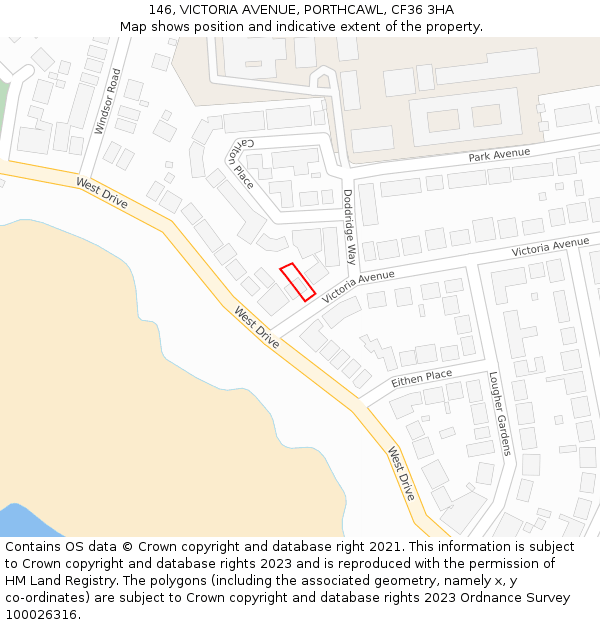 146, VICTORIA AVENUE, PORTHCAWL, CF36 3HA: Location map and indicative extent of plot