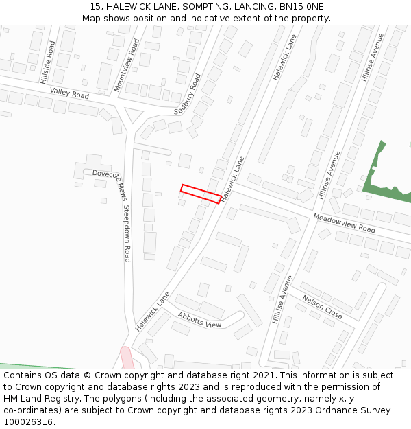15, HALEWICK LANE, SOMPTING, LANCING, BN15 0NE: Location map and indicative extent of plot