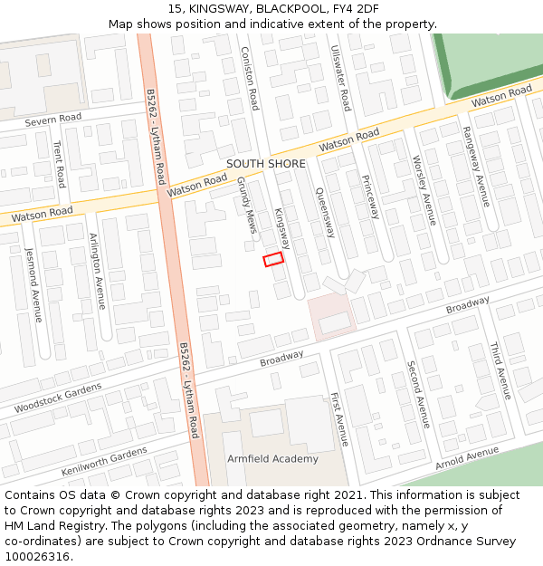 15, KINGSWAY, BLACKPOOL, FY4 2DF: Location map and indicative extent of plot