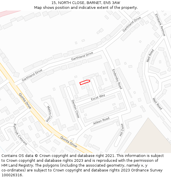 15, NORTH CLOSE, BARNET, EN5 3AW: Location map and indicative extent of plot