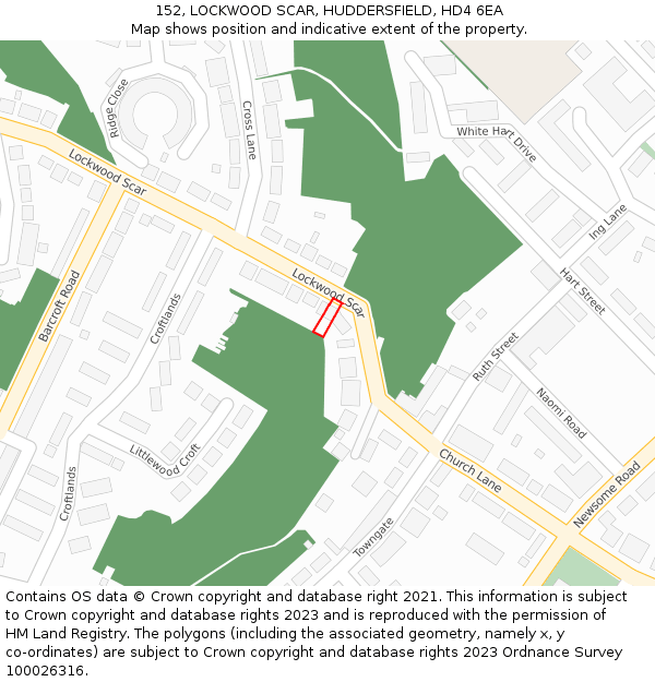 152, LOCKWOOD SCAR, HUDDERSFIELD, HD4 6EA: Location map and indicative extent of plot