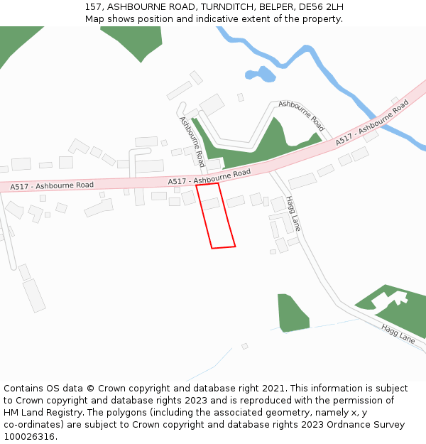 157, ASHBOURNE ROAD, TURNDITCH, BELPER, DE56 2LH: Location map and indicative extent of plot