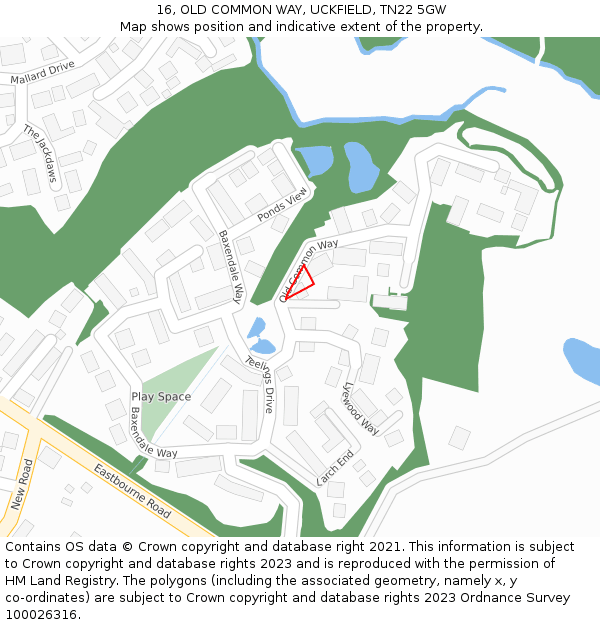 16, OLD COMMON WAY, UCKFIELD, TN22 5GW: Location map and indicative extent of plot