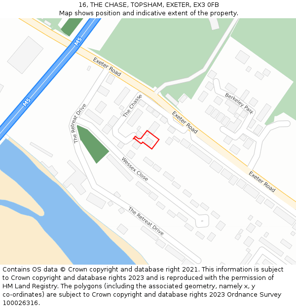 16, THE CHASE, TOPSHAM, EXETER, EX3 0FB: Location map and indicative extent of plot