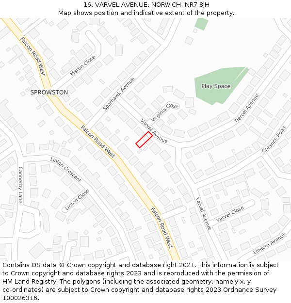 16, VARVEL AVENUE, NORWICH, NR7 8JH: Location map and indicative extent of plot