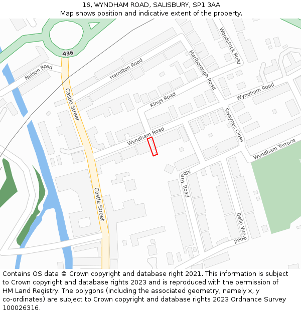 16, WYNDHAM ROAD, SALISBURY, SP1 3AA: Location map and indicative extent of plot