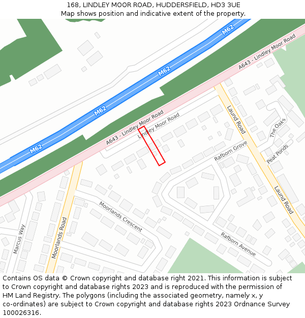 168, LINDLEY MOOR ROAD, HUDDERSFIELD, HD3 3UE: Location map and indicative extent of plot