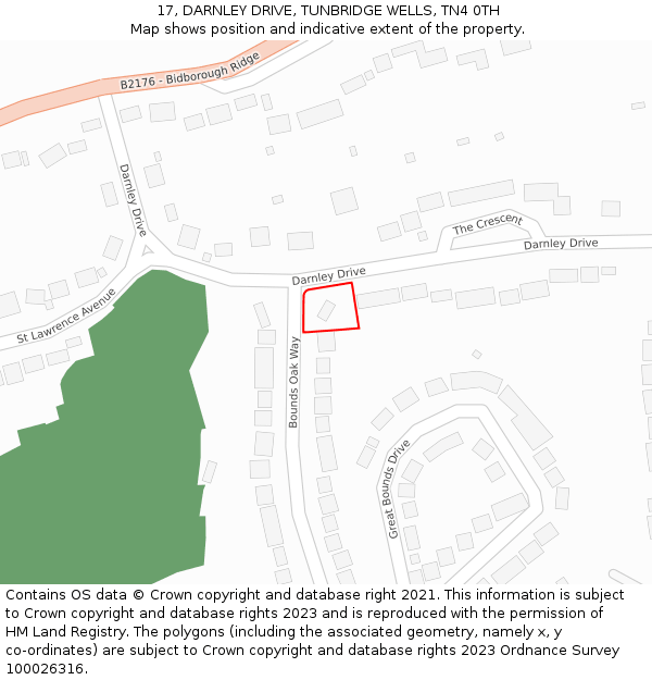17, DARNLEY DRIVE, TUNBRIDGE WELLS, TN4 0TH: Location map and indicative extent of plot