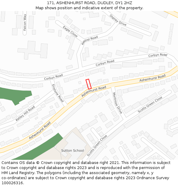 171, ASHENHURST ROAD, DUDLEY, DY1 2HZ: Location map and indicative extent of plot