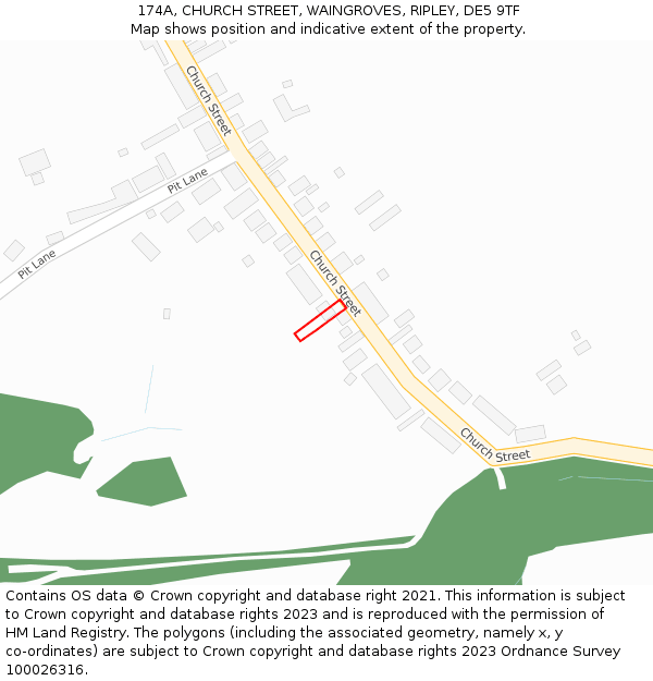 174A, CHURCH STREET, WAINGROVES, RIPLEY, DE5 9TF: Location map and indicative extent of plot