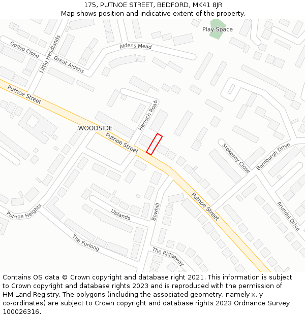 175, PUTNOE STREET, BEDFORD, MK41 8JR: Location map and indicative extent of plot