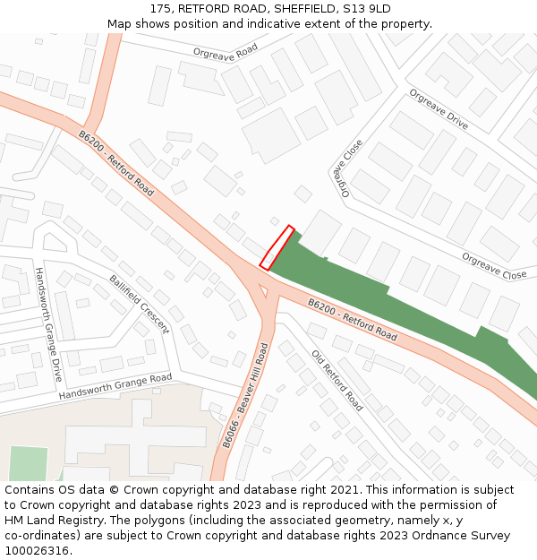 175, RETFORD ROAD, SHEFFIELD, S13 9LD: Location map and indicative extent of plot
