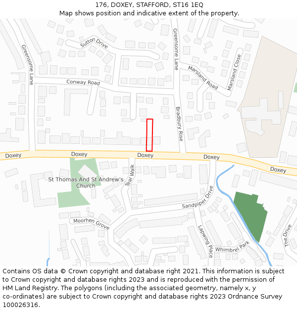 176, DOXEY, STAFFORD, ST16 1EQ: Location map and indicative extent of plot