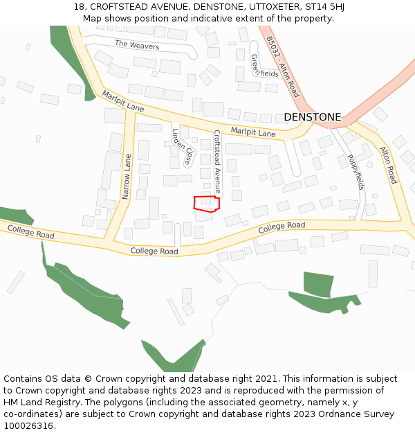 18, CROFTSTEAD AVENUE, DENSTONE, UTTOXETER, ST14 5HJ: Location map and indicative extent of plot