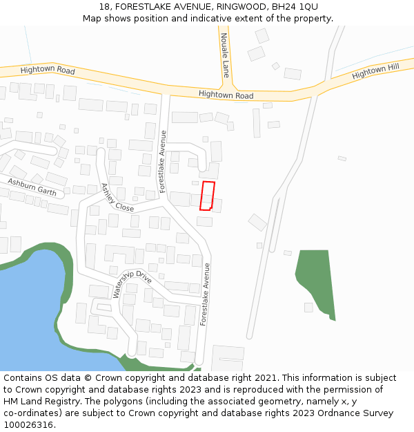 18, FORESTLAKE AVENUE, RINGWOOD, BH24 1QU: Location map and indicative extent of plot