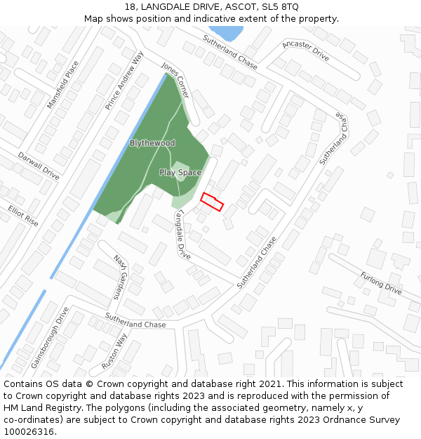 18, LANGDALE DRIVE, ASCOT, SL5 8TQ: Location map and indicative extent of plot