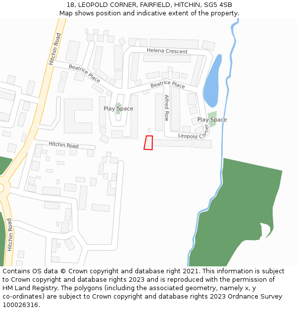 18, LEOPOLD CORNER, FAIRFIELD, HITCHIN, SG5 4SB: Location map and indicative extent of plot