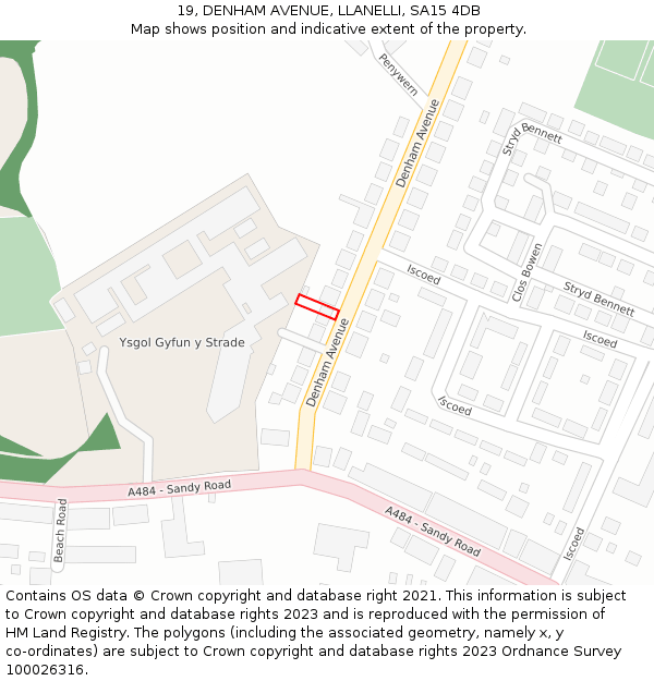 19, DENHAM AVENUE, LLANELLI, SA15 4DB: Location map and indicative extent of plot