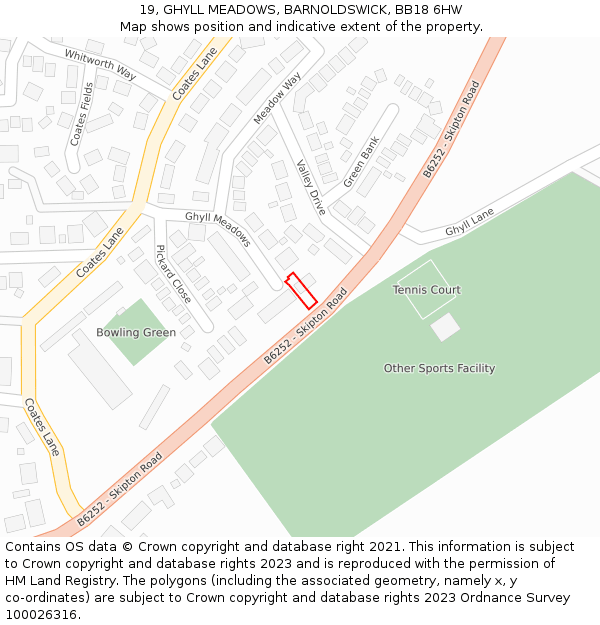 19, GHYLL MEADOWS, BARNOLDSWICK, BB18 6HW: Location map and indicative extent of plot