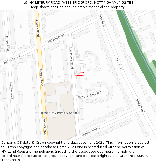 19, HAILEYBURY ROAD, WEST BRIDGFORD, NOTTINGHAM, NG2 7BE: Location map and indicative extent of plot